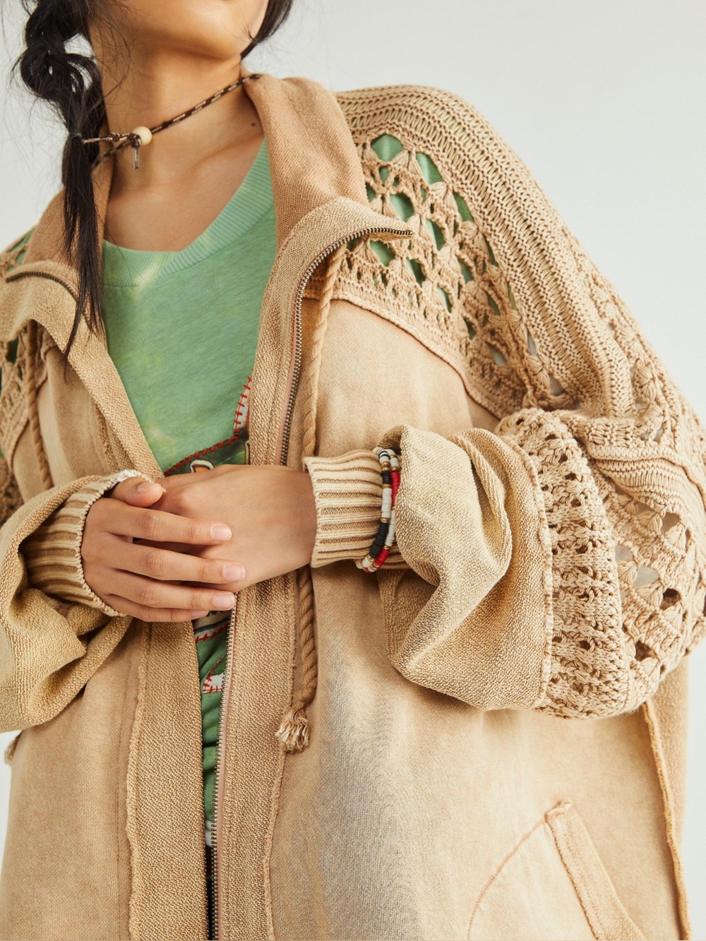 NWT Free People Dune Bug Cardi in Tan size L - Picture 3 of 14